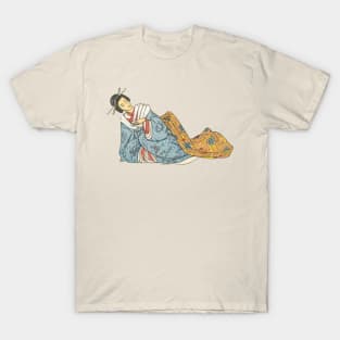 Vintage Asian Lady in Blue Kimono T-Shirt